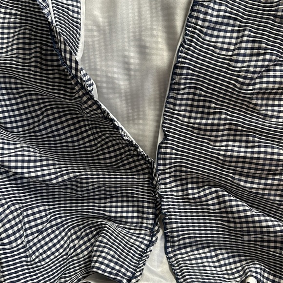 NWT OSCAR DE LA RENTA  Navy and White Check Cap Sleeve Dress Sz 8 - Picture 11 of 14